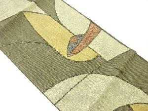 手織り真綿紬抽象模様織出し名古屋帯